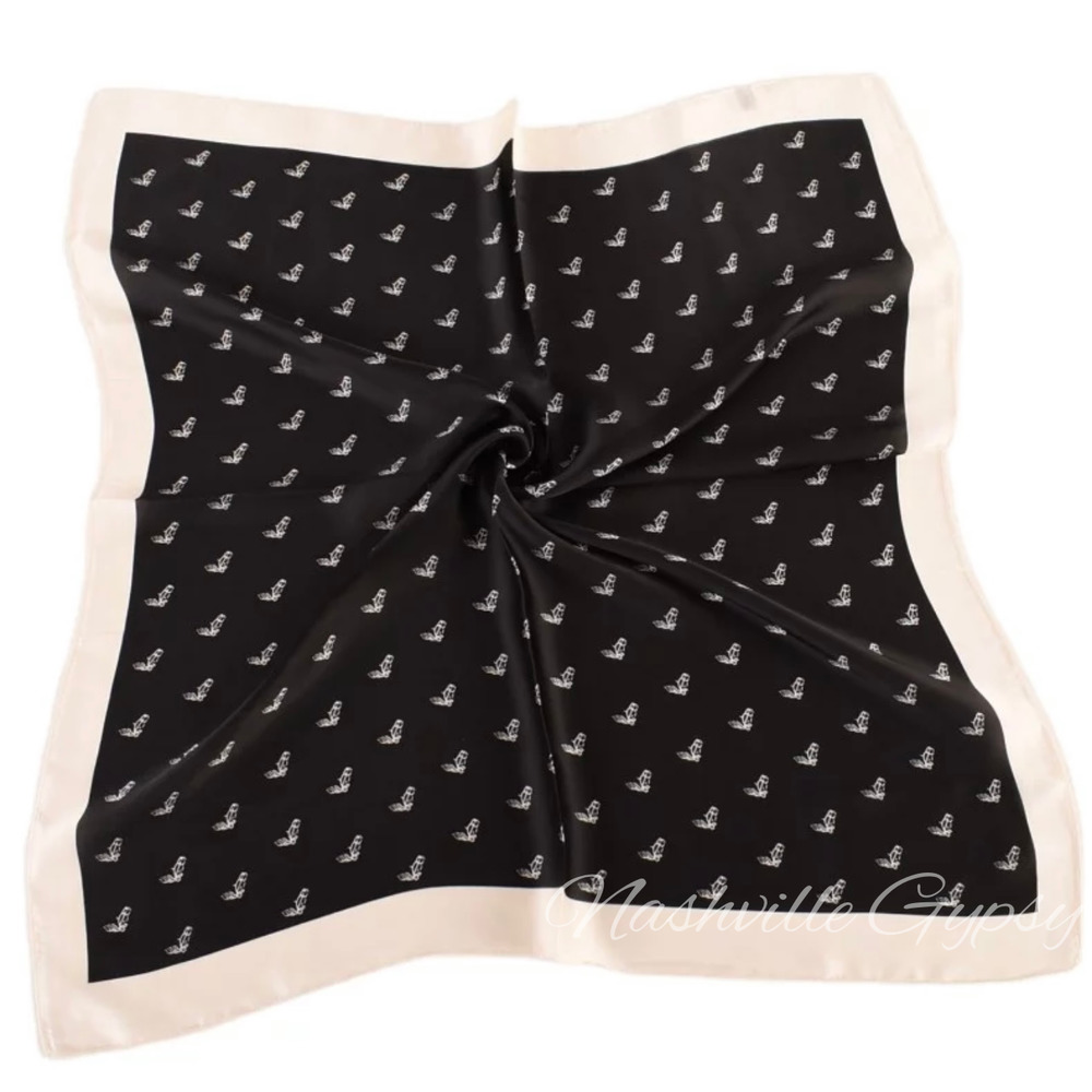 SOLD OUT NWT Horse Print Bandana Neckerchief Black & Cream